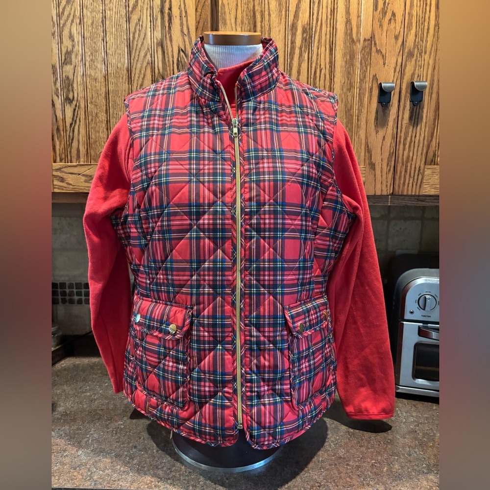 St. John's Bay Red and Black Plaid Vest and shirt